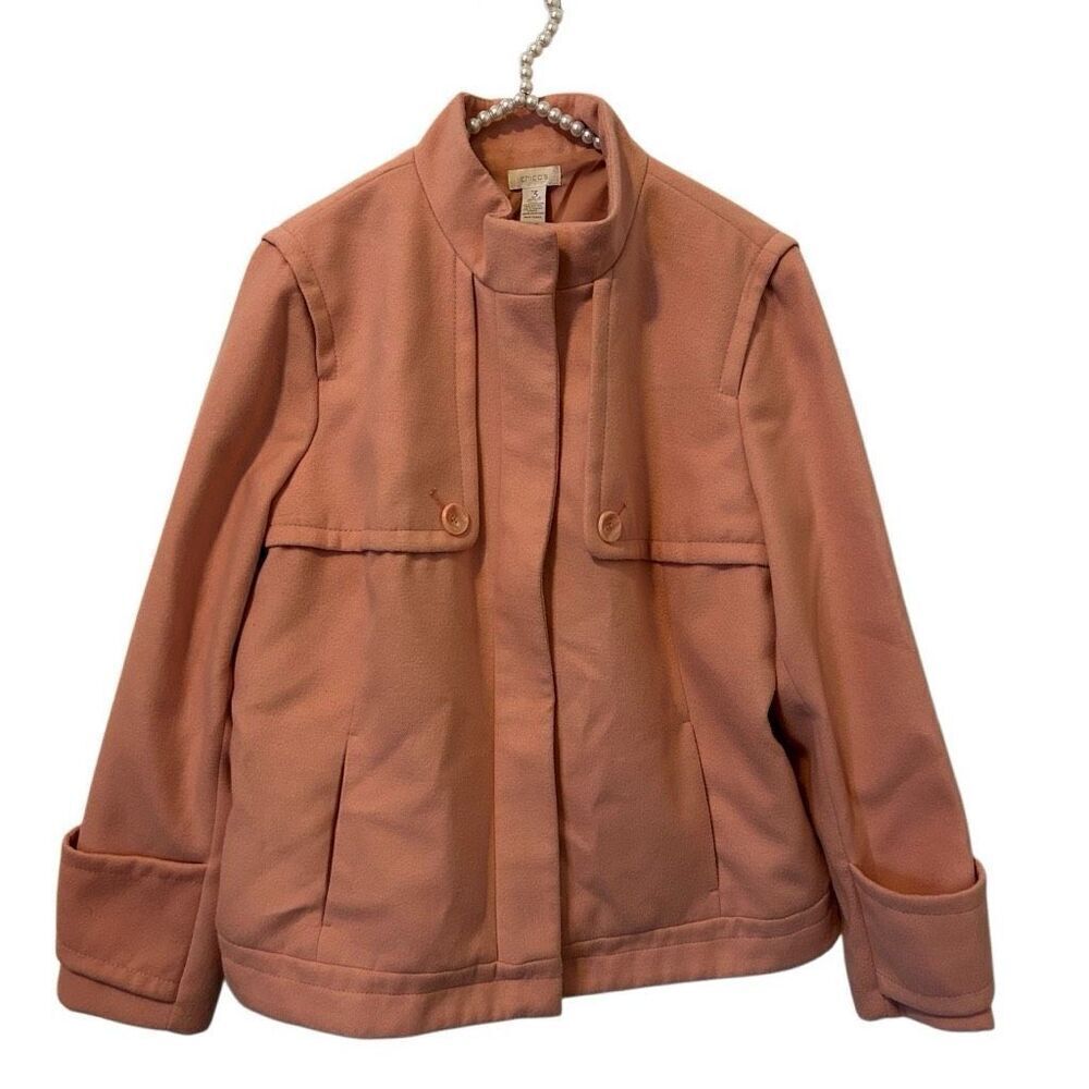 Chico’s Blush Peacoat pink Women’s Size XL (3) zip feminine romantic valentine